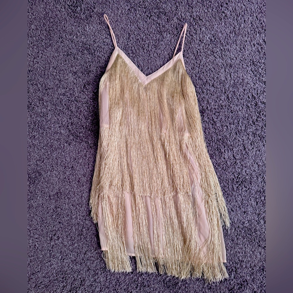 Yellow strap fringe dress
